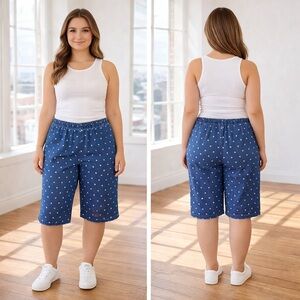 Just My Size Blue Polka Dot Cropped Jeans 3X(22W/24W)